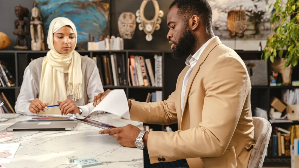 Lawyer engaged in a productive office meeting