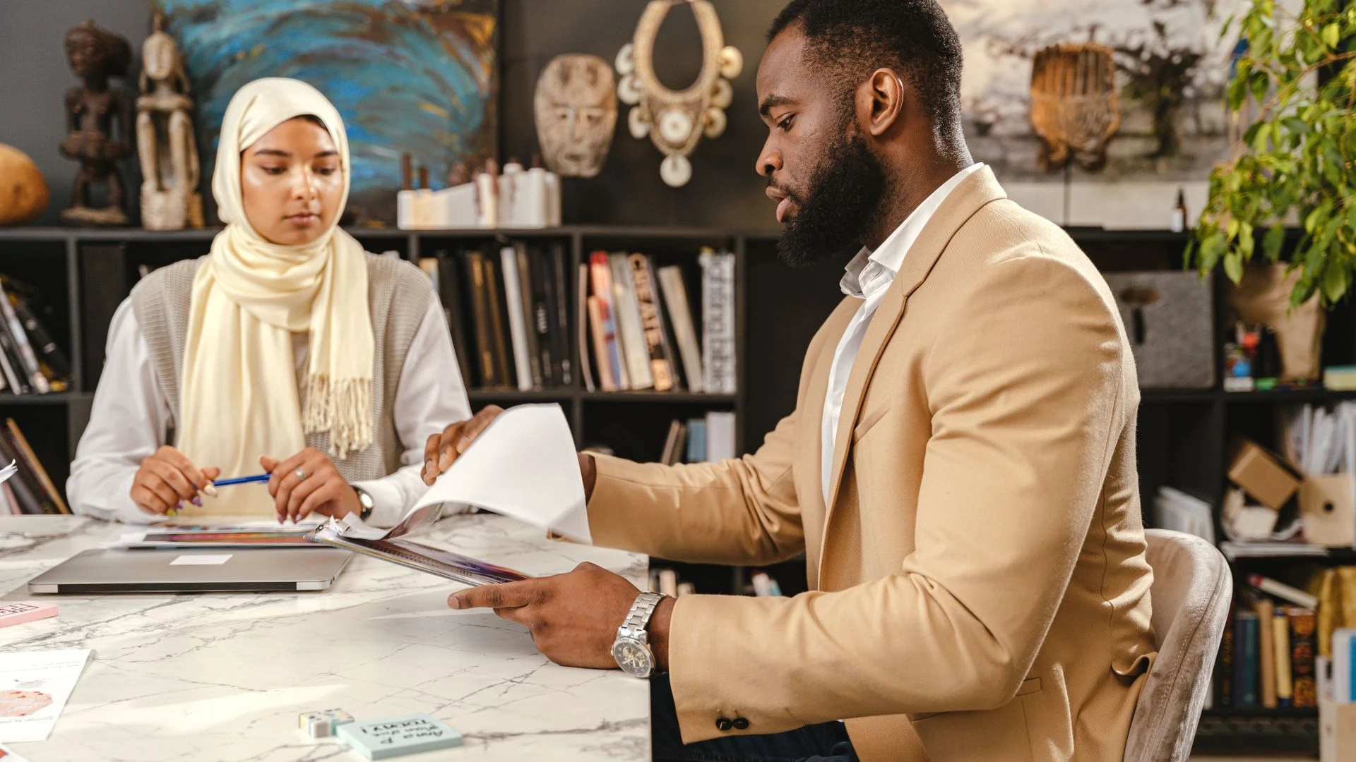 Lawyer engaged in a productive office meeting